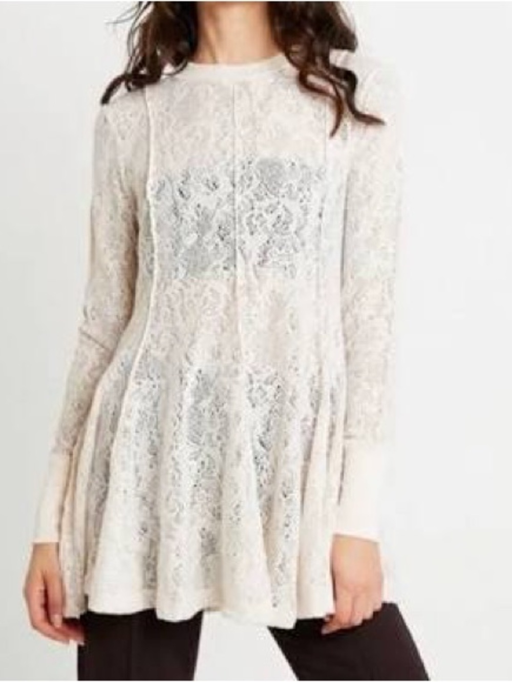 Free People "Coffee in the Morning" lace dress in ivory.
